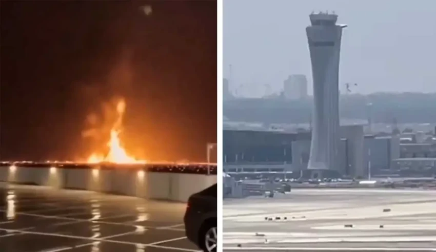 В районе главного аэропорта Израиля Бен-Гурион продолжается пожар