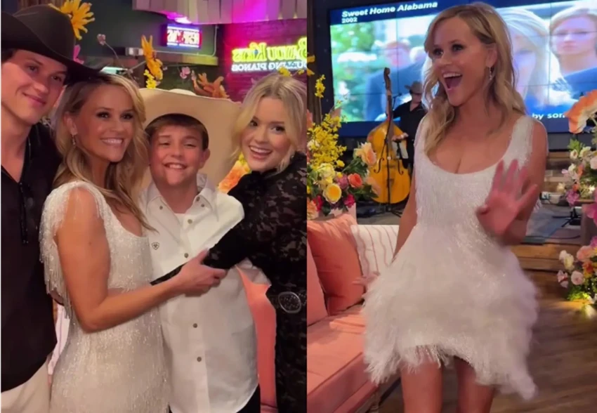 Мини-платье и вечеринка в стиле Дикого Запада: Риз Уизерспун показала, как отметила 50-летие с детьми и близкими